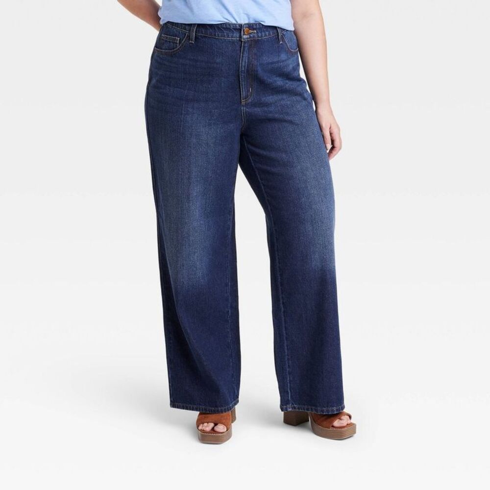 Universal Thread - Universal Thread Women's High Waisted Wide Leg Cro Dark Wash